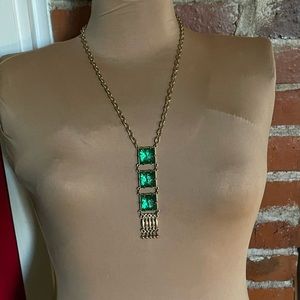 CABI Necklace Lagoon Faux Emerald Stones Gold Necklace